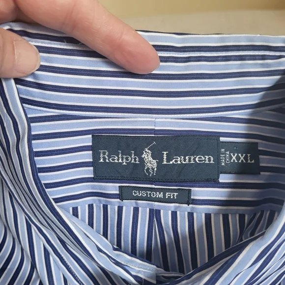 Ralph Lauren Navy Striped Button Down Shirt - Picture 14 of 14